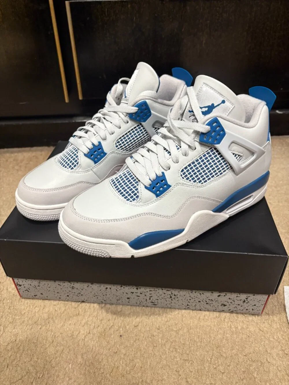Nike Air Jordan 4 Retro Military Blue SneakersNike Air Jordan 4 Retro Military B